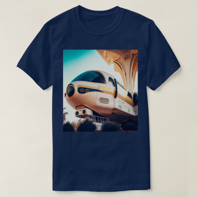 T-shirt Monorail Mid Siècle Rétro Futurisme Futurisme Sur (Design devant)