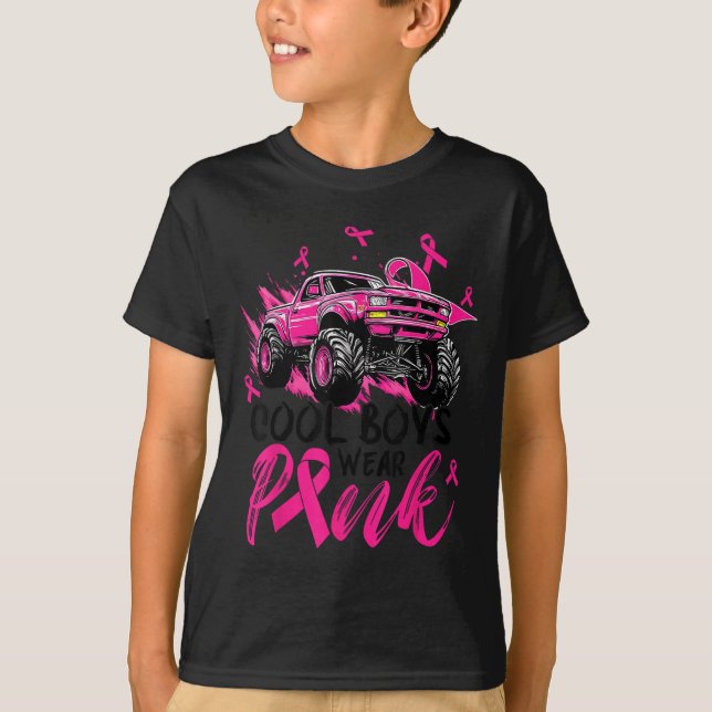T-shirt Monster Camion Cool Garçons Porter Nk Cancer du se (Devant)