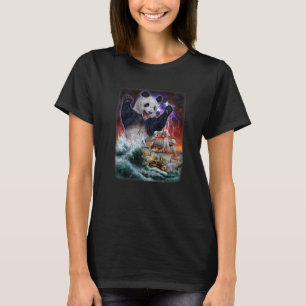 T-shirt Monster Giant Panda En Attaquant Un Bateau De Guer