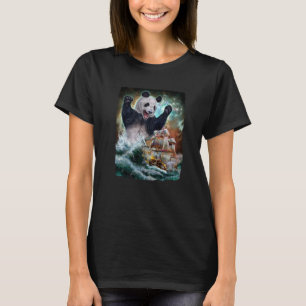 T-shirt Monster Giant Panda En Attaquant Un Bateau De Guer