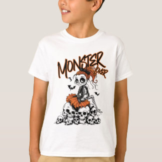 T-shirt Monster Lover Fun Skeleton Ghoul Cute Hall Vintage