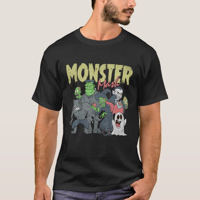 T-shirt Monster Mash Retro Halloween Funny Monster Éffraya (Devant)