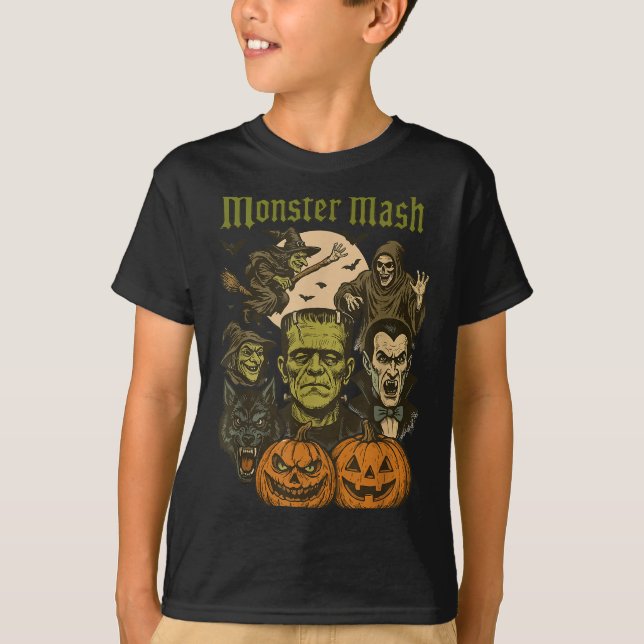 T-shirt Monster Mash Retro Halloween Funny Monster Soky Wo (Devant)
