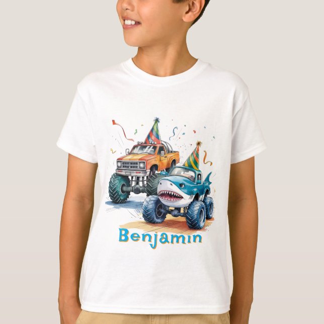 T-shirt Monster Shark Camion Anniversaire Bash (Devant)