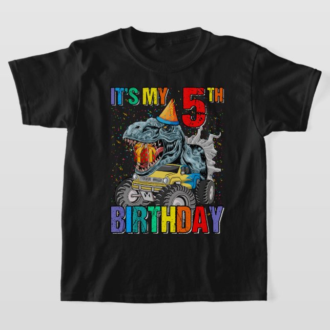 T-shirt Monster Truck 5 ans Tee 5e anniversaire Boy Mons (Poser)