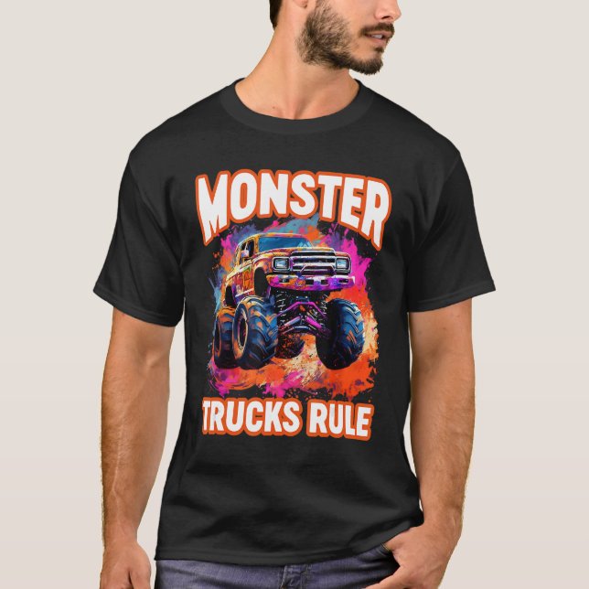 T-shirt Monster Truck Big Retro Race Papa Trucker Lover To (Devant)