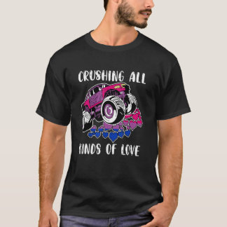 T-shirt Monster Truck Bisexual LGBT Q Retro Pride Heart Dr