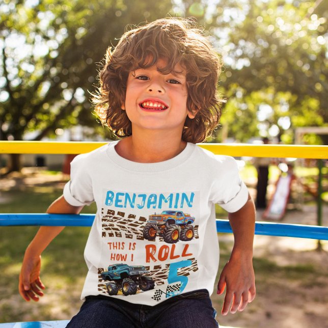 T-shirt Monster Truck C'est comment je roule - 5e annivers (Boy's "This Is How I Roll" "5" 5th Birthday T-Shirt)