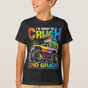 T-shirt Monster Truck Crush 2e grade Dinosaur Boys Retour
