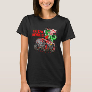 T-shirt Monster Truck Dinosaur I Steal Hearts Rex Valentin