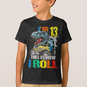 T-shirt Monster Truck Dinosaur J'ai 13 ans Voici comment j