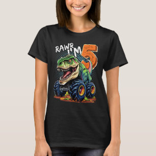 T-shirt Monster Truck Dinosaur Rex 5e anniversaire garçon