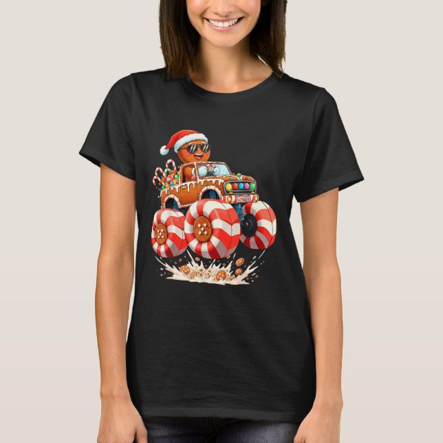 T-shirt Monster Truck Gingerbread Man Christmas  (Devant)