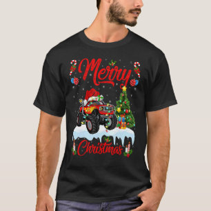T-shirt Monster Truck Lights Xmas Tree Père Noël Monster T