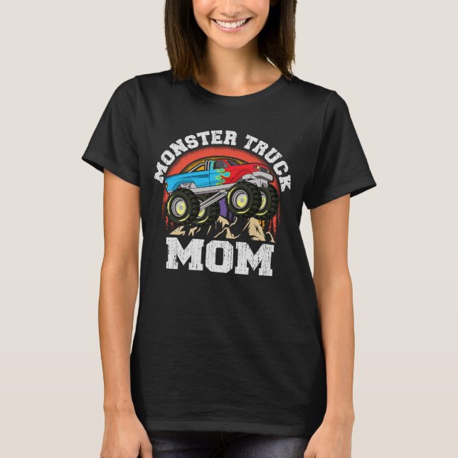 T-shirt Monster Truck Maman Retro Matching Famille (Devant)