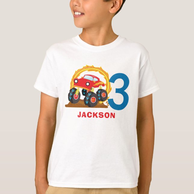 T-shirt Monster Truck Rally Boy Birthday Party (Devant)