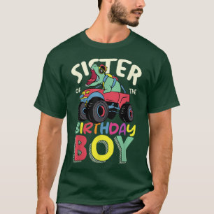 T-shirt Monster Truck Sœur du garçon d'anniversaire Dinosa