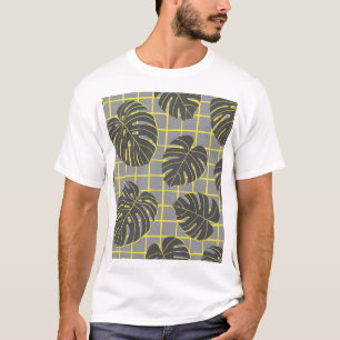 T-shirt Monstera Feuilles : Jaune-Gris moderne Abstrait