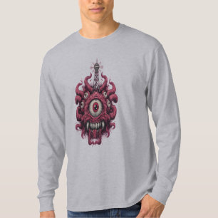 T-shirt Monstre aux Yeux Sci-Fi Mutant Manches Longues 