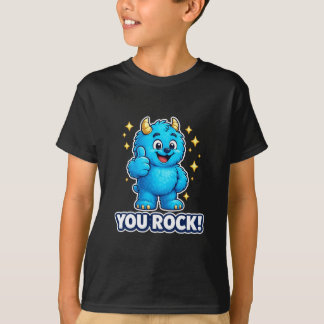 T-shirt Monstre Bleu Gras Toi Tu Rocs Pouce en l'air Super