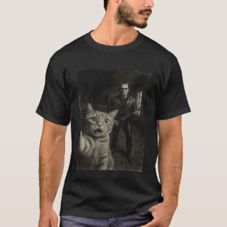 T-shirt Monstre de Frankenstein Selfie Chat Orange Musique