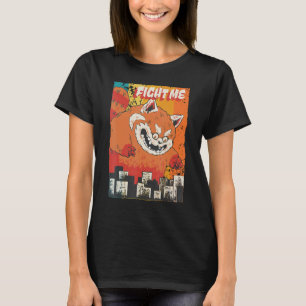 T-shirt Monstre de panda rouge vintage attaquant une ville