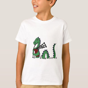 T-shirt Monstre drôle de Loch Ness jouant des cornemuses