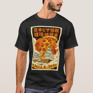 T-shirt Monstre géant de pizza rétro attaque le château de