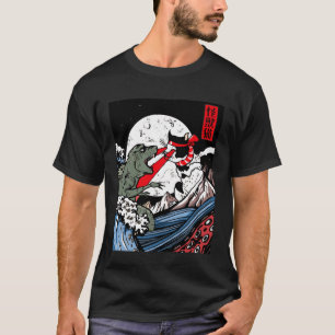T-shirt Monstre Kaiju japonais contre grande vague d'œil d