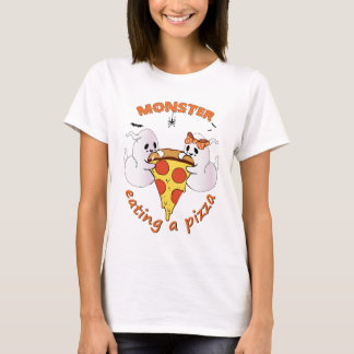 T-shirt Monstre mangeant une pizza – Amoureux de pizza mig