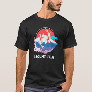 T-shirt Mont Fuji et carpe koï poisson zen étang de poisso