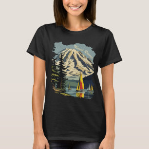 T-shirt Mont Rainier Voilier Bleu Voyage