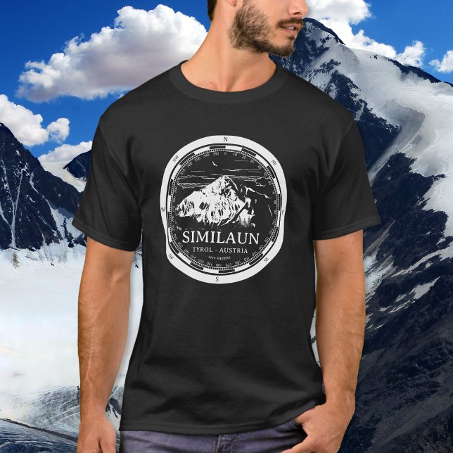T-shirt Mont Similaun - Tyrol Autriche Alpes (Mount Similaun T-Shirt in Back with a white compass and mountain illustration)
