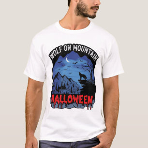 T-shirt Montagne du loup Halloween Hurlement Chauves-souri