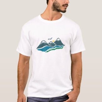 T-shirt Montagne et rivière avec la chemise d'oiseaux