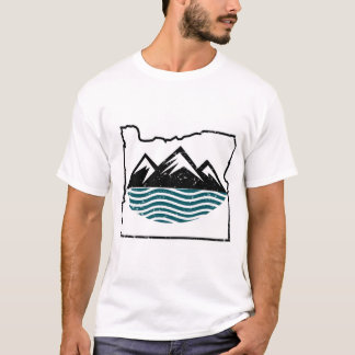T-shirt Montagnes et vagues de l'Orégon