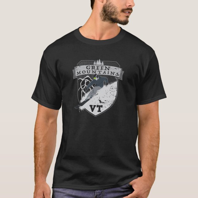 T-shirt Montagnes vertes de ski, VT (Devant)