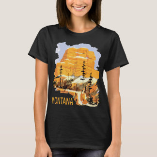 T-shirt Montana Glacier Park Orange Retro Voyage