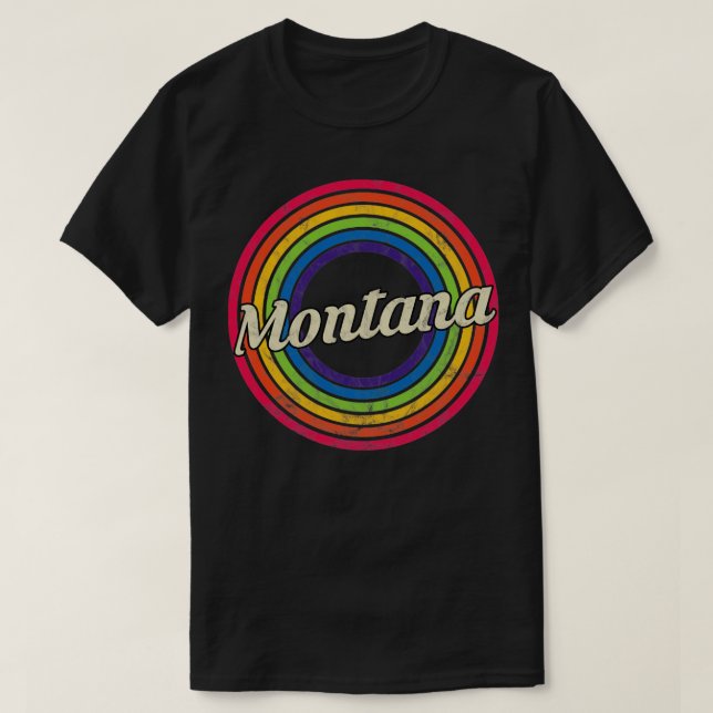 T-shirt Montana Retro Arc en ciel style défraîchi (Design devant)