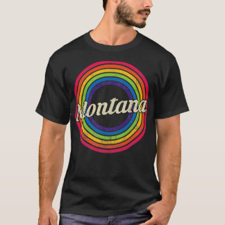 T-shirt Montana Retro Arc en ciel style défraîchi