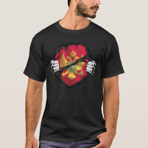 T-shirt Monténégro Drapeau à racines pures Noir