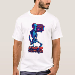 T-shirt Monter le Volume – Néon Squelette Boombox Vibes