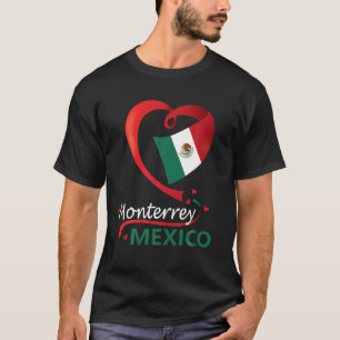 T-shirt Monterrey Nuevo León Mexique Coeur Drapeau Mexica