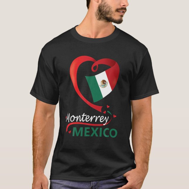 T-shirt Monterrey Nuevo León Mexique Coeur Drapeau Mexican (Devant)
