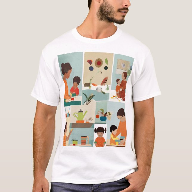 T-shirt Montessori : Une maison de découverte (Devant)