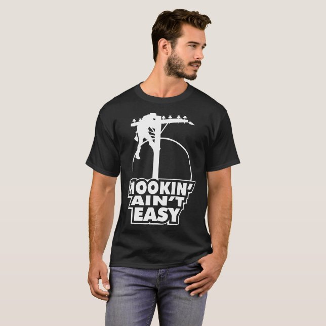 T-shirt Monteur de lignes facile de Hookin Aint (Devant entier)