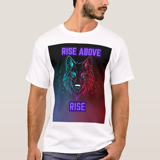 T-shirt Montez au-dessus du loup - tête de loup géométriqu (Devant)
