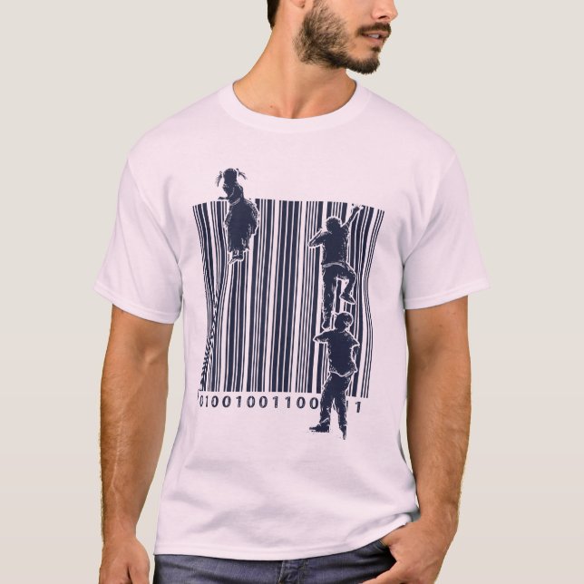 T-shirt Montez ceci de code à barres ! ! (Devant)
