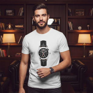 T-shirt Montre Chronographe Noire de luxe Timepiece élégan
