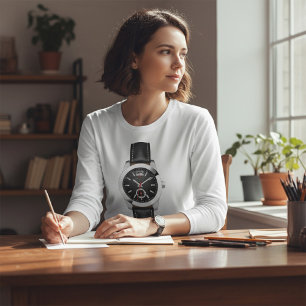 T-shirt Montre Chronographe Noire de luxe Timepiece élégan